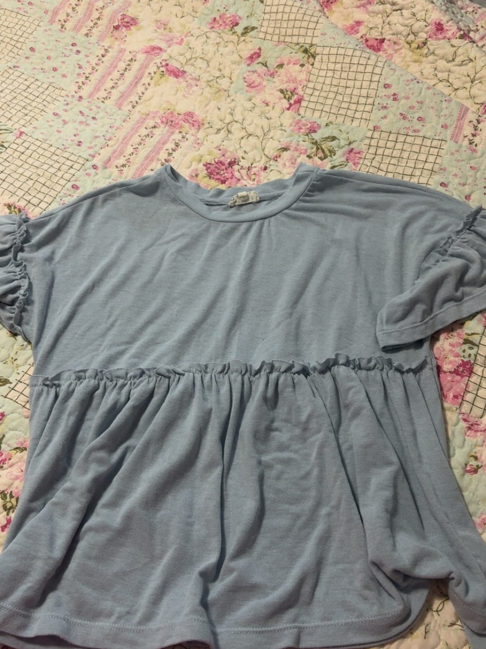 Hayden Girls Light Blue Ruffle Top